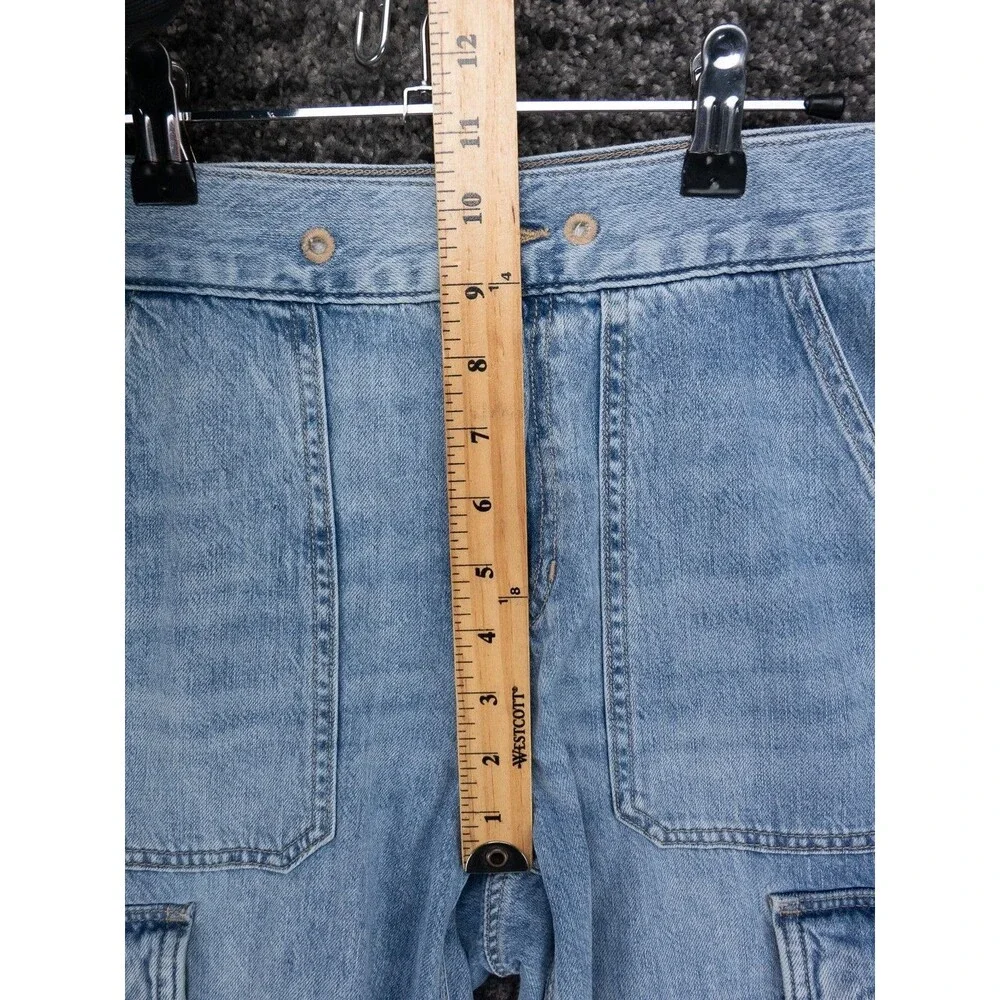 American Eagle Cargo Joggers Womens 4 Blue Stretch Distressed Denim Outdoor